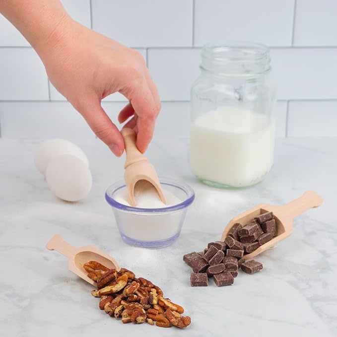 Small Wooden 1 Tablespoon Scoops for Food Canisters & Jars, Table Spoons Measuring Spoon, Wood Manuka Honey Bath Salts, & Coffee Scoop, Mini Candy Scoops for Candy Buffet, Pack of 15 by Woodpeckers