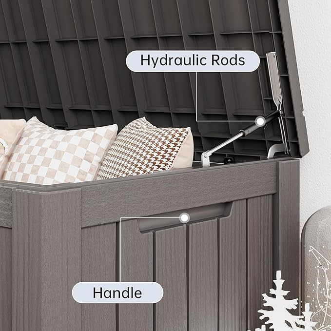 Outdoor Storage Box, 120 Gallon Resin Deck Boxes Outdoor Waterproof For Patio Furniture, Garden Tools, Pool Supplies, Lockable And UV Resistant (Striped Gray)