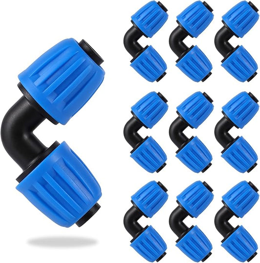 10 Pcs 1/2 Inch Drip Irrigation Elbow Fittings(1/2" ID x 0.640" OD),1/2 Inch Drip Line Lock Barbed 90 Degree Elbow Connectors for 1/2 Drip Irrigation Tubing Connection Parts for Garden Watering System