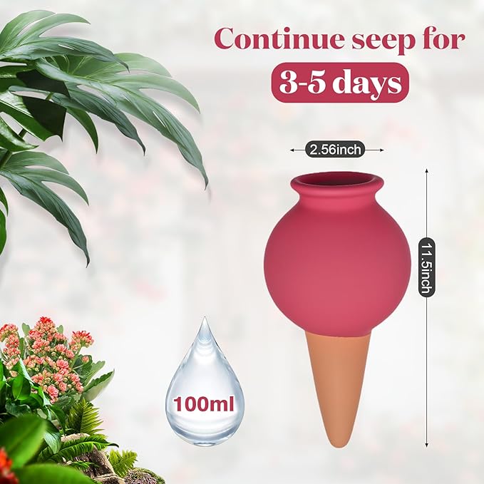 Terracotta Watering Spike Set, Self Watering Planter Insert, Automatic Plant Watering Devices for Vacation Care, Garden/Office/Outdoor/Indoor Plant Decoration