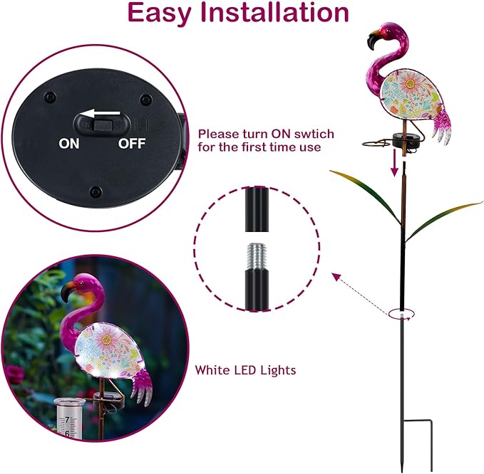 for Wife/Women, Flamingo Rain Gauge Outdoor - Solar Garden Stake Rain Gauges Outdoors Best Rated with LED Lights & Plastic Measuring Cup for Yard Lawn Patio Flowerpot Decor