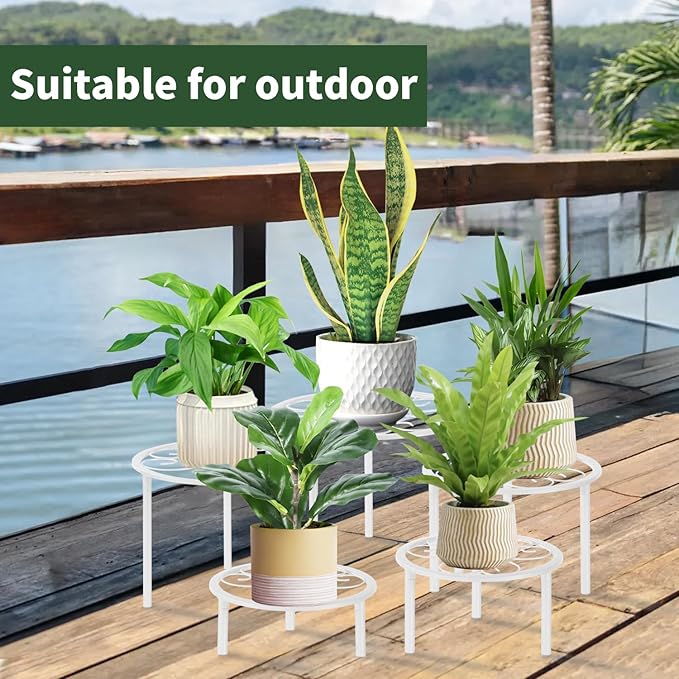 5 Pack Metal Plant Stands,Heavy Duty Potted Holder for Flower Pot, Rustproof Iron Plant Risers, Suitable for Indoor and Outdoor Decoration ,Garden Container Round Supports Rack for Planter