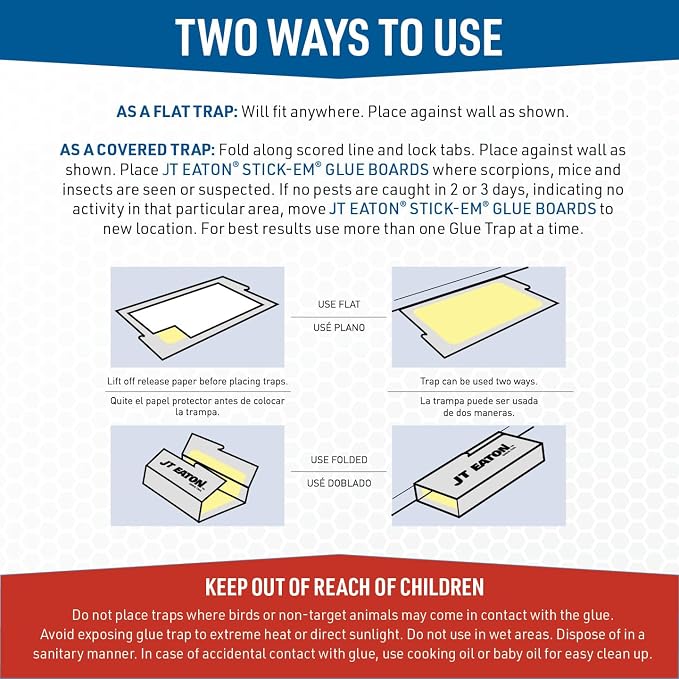 Stick-Em Mouse & Insect Glue Trap – Effective Indoor Rodent & Insect Control – Non-Toxic, Mess-Free Adhesive – Ideal for Mice, Spiders, and Crawling Insects – Easy to Use and Dispose
