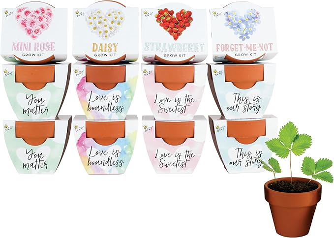 BUZZY Seeds Love Collection Grow Kit, Assorted 12-Pack - Mini Terracotta Pot Grow Set - 100% Grow Guarantee