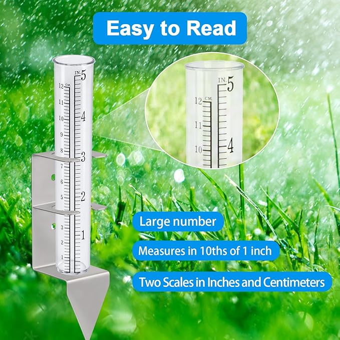 5" Capacity Rain Gauge Outdoors Best Rated,Rain Gauge Small Freeze Proof Plastic Rain Gauge for Yard Garden