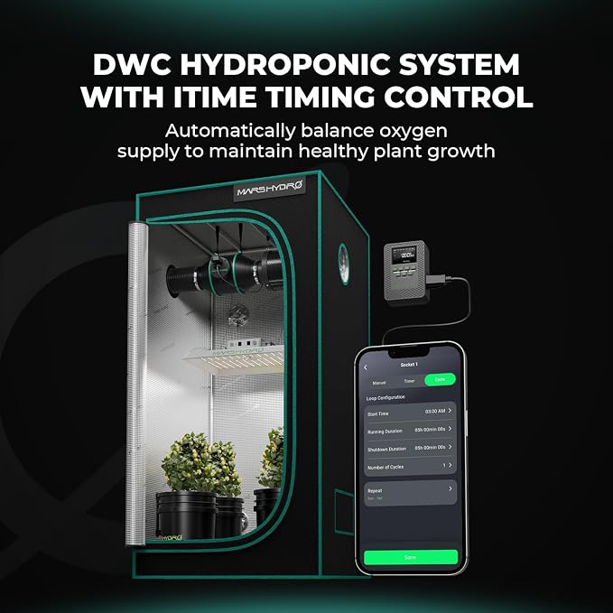MARS HYDRO DWC Hydroponics Grow System Kit with Recirculating Top Drip, 11W Air Pump, Air Stone, Hose & 4 Buckets, 5 Gallon Deep Water Culture Indoor Hydroponic System