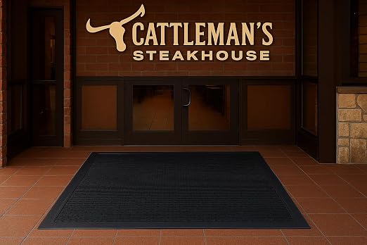 Guardian 14040600 Clean Step Scraper Outdoor Floor Mat, Natural Rubber, 4'x 6', Black, Ideal for Any Outside entryway, Scrapes Shoes Clean of Dirt and Grime