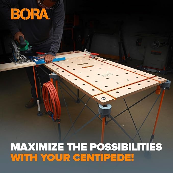 Bora Centipede Table Top 2x4 Folding Workbench Top with T-Tracks and Dog Holes for Accessories - Portable Work Table Tops for Bora Tools Centipede Stand - CK24T