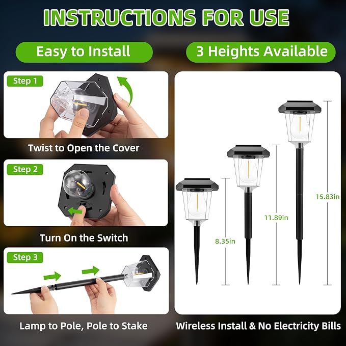 16Pack Solar Pathway Lights Outdoor, LED Solar Lights Outdoor Waterproof, Garden Light Solar Powered, Stake Landscape Lighting for Outside Yard Driveway Walkway Sidewalk Path Lawn Patio Garden Decor