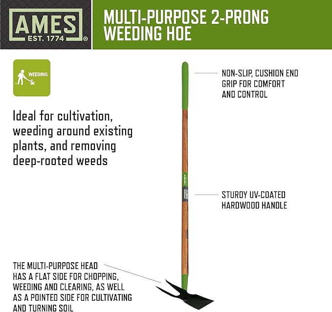 AMES 3-pc. Weeding Kit with Action Hoe, 2-Prong Hoe, and Weed Cutter