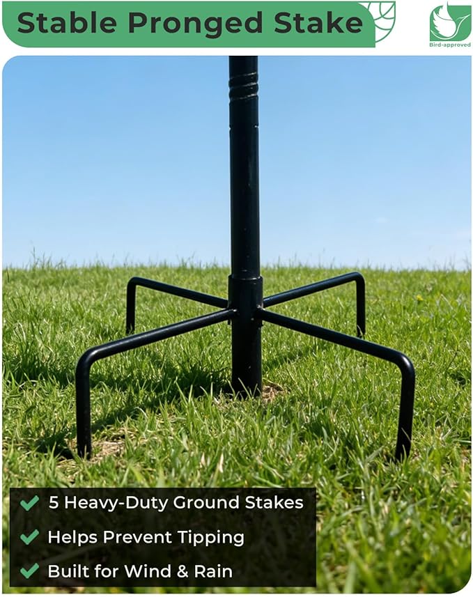 Metal Bird Bath for Outdoors, 12" Dia Bowl with Stable Upgrades Stake Birdbaths Garden Yard Lawn Decor 0.7 Gallon