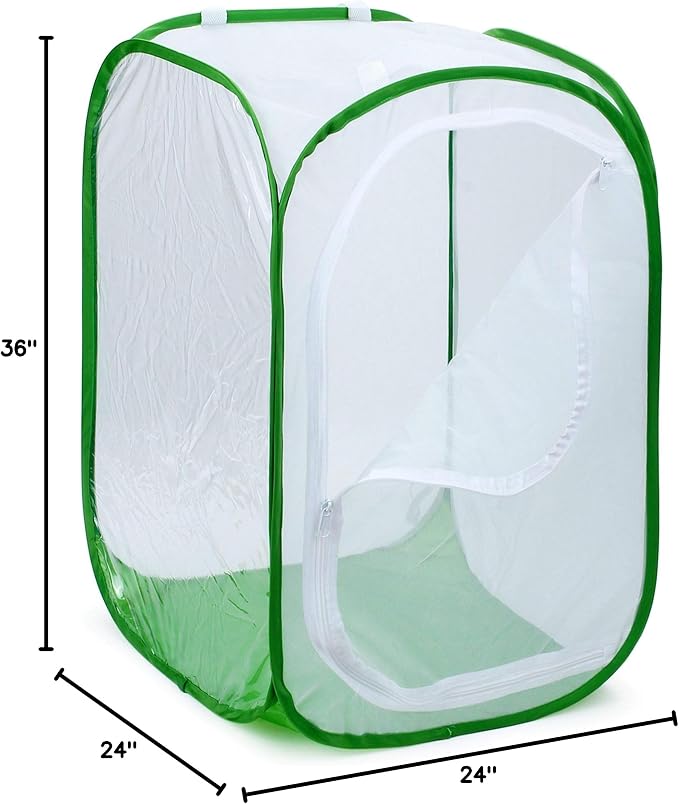 RESTCLOUD 36" Large Monarch Butterfly Habitat, Giant Collapsible Insect Mesh Cage Terrarium Pop-up 24 x 24 x 36 Inches
