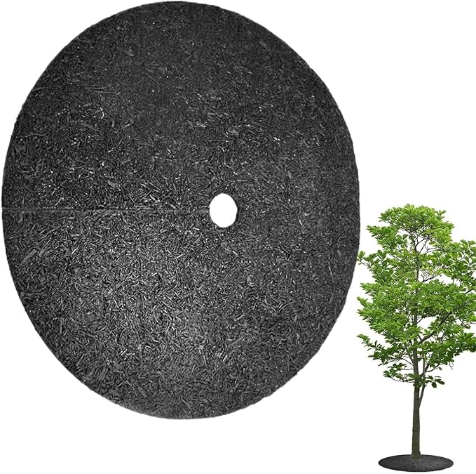Non-Woven Tree Mulch Ring - 28in Reusable Tree Weeds Barrier Mat, Heavy Duty Trees Protector Mat, WeedBarrier Ring Trees Rings for Gardening Landscaping Weeds Control Root Protection, Easy Install