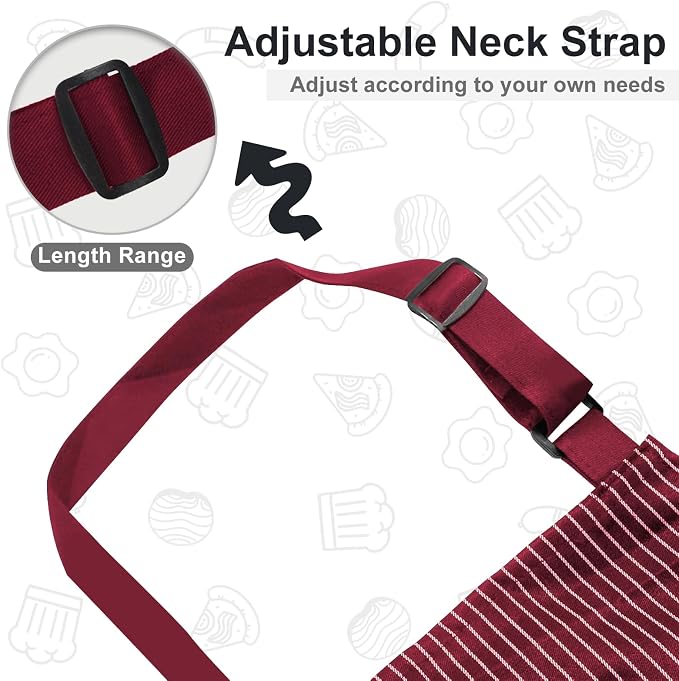 VALOME 2 Pack Kitchen Aprons, Apron for Cooking with 2 Pockets, Unisex Adjustable Neck Strap Chef Aprons for Men Women