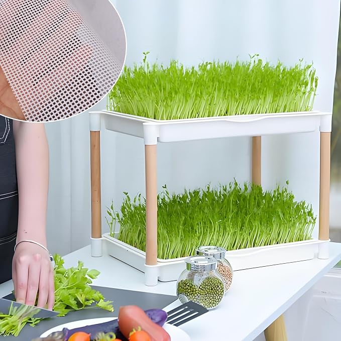 4 Pcs Seed Sprouting Mesh, Reusable Hydroponic Germination Pads for Microgreens Growing, 7.9" x 11.8" Silicone Seed Sprouting Mats, Trays NOT Included