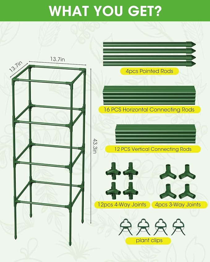 3 Pack Tomato Cages,Square Tomato Plant Stakes Support Cages Trellis for Garden Climbing Vegetables Flowers Fruits,Extra Bold