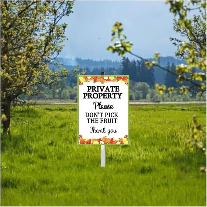 Do Not Pick fruit yard Sign With Stake,Protecting Fruits Yard Sign,Garden Sign With Stake Garden Farm Decor Fence Yard Outdoor For Private property(8x12in)