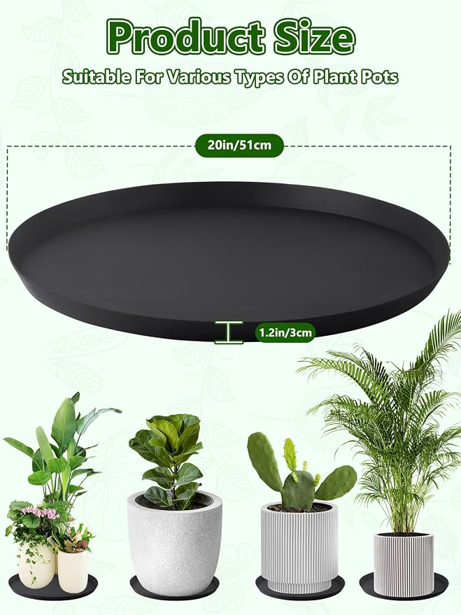 Kalolary 20 Inch Plant Saucer for Potted Plant Silicone Plant Trays Plant Saucer Growing Tray Heavy Sturdy Silicone Plant Drainage Saucers Plant Drip Trays for Pots Seed Starter Growing Trays