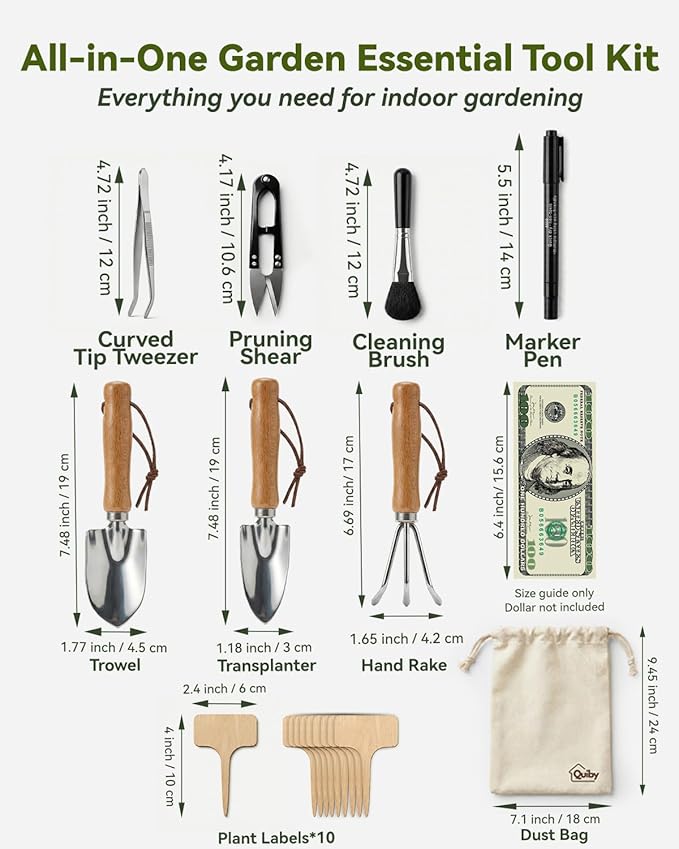 Indoor Gardening Tools, 19-Piece Small Garden Tools Set, House Plant Tools Set, Mini Garden Tools, Stainless Steel Herb Garden Tools, Succulent Tools, Indoor Plant Tools, Gardening Gifts for Women
