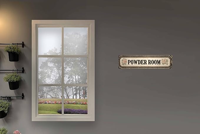 Vintage Tin Sign Retro Metal Powder Room Signs for Home Decor Stylish Wall Art Plaques Gift for Bathroom Kitchen and Gothic Wall Decor 4x16 Inch