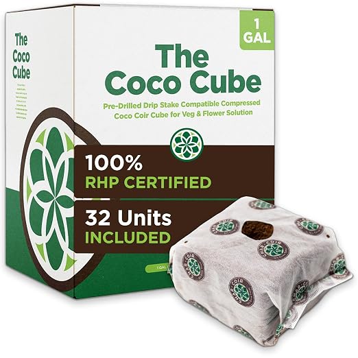 Char Coir Coco Cube, 100% RHP Certified Coco Coir in Aerated Fabric Bag for Seed or Clone, Buffered, pH Stable, Low EC, Triple Washed, for Hydroponics, Flowers, Vegetables, Herbs and More, 1 Gal