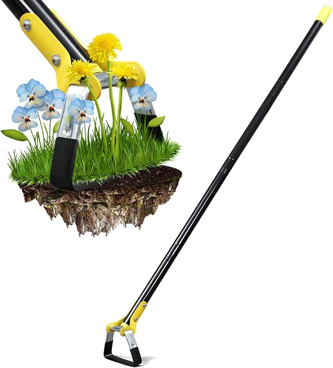 Garden Hoe For Weeding - Sharp Push Pull Blade,Stainless Steel Action Stirrup Hoe, 30-72inch Long Handle, Stainless Steel Scuffle Hoe For Outdoor Flower Beds, Yard, Mulch, Gravel,Raised Beds