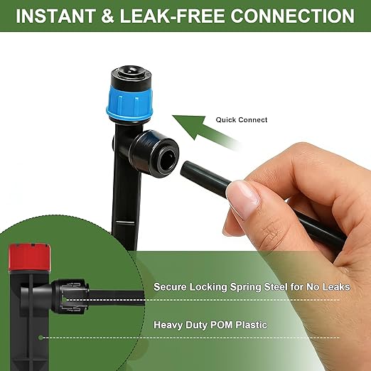 230FT Garden Drip Irrigation System, Quick-Connect Plants Watering System Kit with 1/2" & 1/4", Automatic Adjustable Nozzles & Sprinklers for Greenhouse, Raised Bed, Lawn, Flower Bed, Hanging Baskets