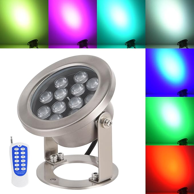 JSN&PC LED Underwater Lights 36W RGB Color 12V AC Pond Light for Party Swimming Pool Home Garden Fountain Water Rockery Grass Land