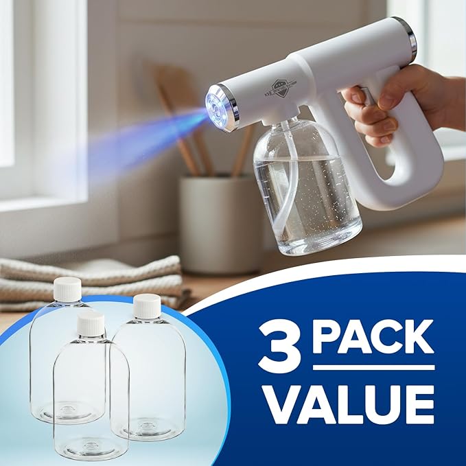 Replacement Spray Bottles for Nano Spray Gun, Water Bottle Spray for Wireless Nano Mist Sprayer, Accessory Bottles for Hair Salon, Plants & Cleaning, Universal Fit Empty Refillable Containers (3 Pack)