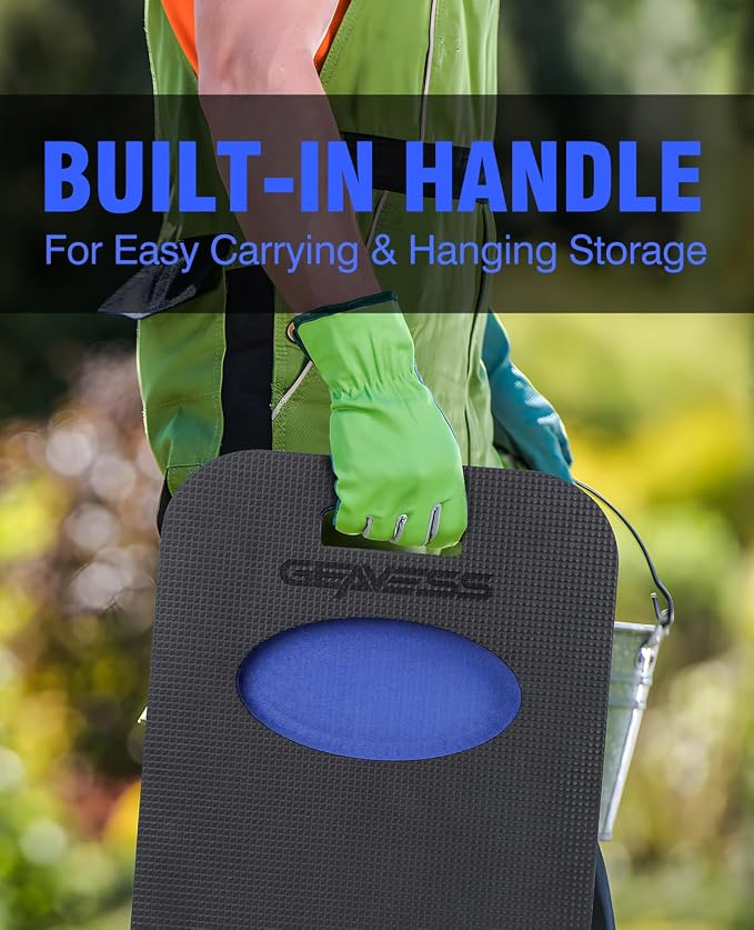 Garden Kneeling Pad, Comfortable Foam Knee Pad with Handle & Tool Tray, Durable Supportive Knee Cushion for Gardening, Garage Work, Workshop Repairing, 18.7"x12"x1.1", Black & Blue | Extra Thick EVA Foam Mechanic Mat