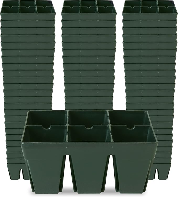 Epic Gardening 72 Pack Sage Green 6-Cell Reusable Seed Starter Tray - UV-Treated BPA-Free Plant Germination Trays for Outdoor Gardening