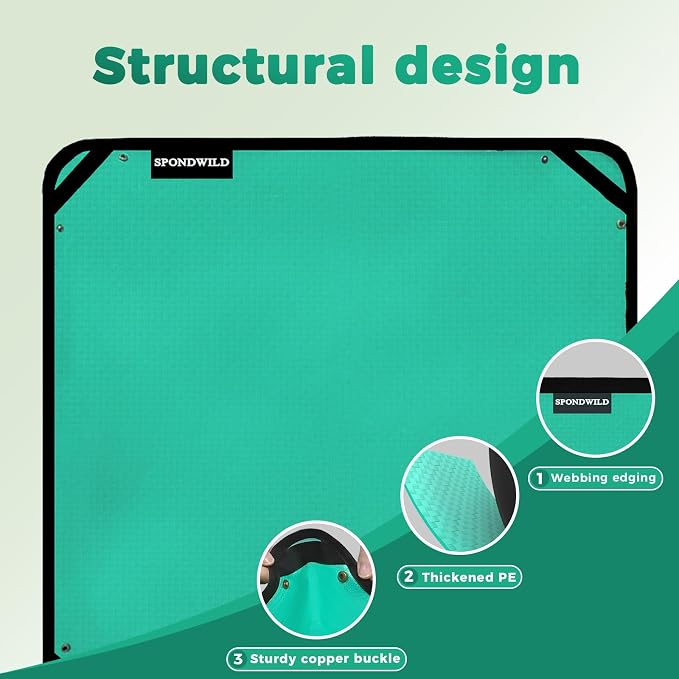 Plant Transplanting Mat - Thickened Waterproof Potting Mat, Succulent Gardening Mat, Portable Repotting Mat for Mess Control, Indoor Outdoor Use, PE-Green, 39.5"x59"