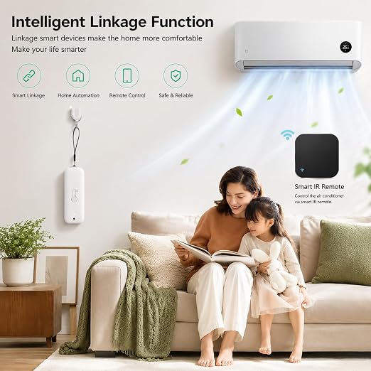 WiFi Hygrometer Thermometer Sensor: Wireless Smart Temperature Humidity Monitor with App Notification Alert, Data Storage Export, Calibration Function, Compatible with Alexa (White-1PCS)