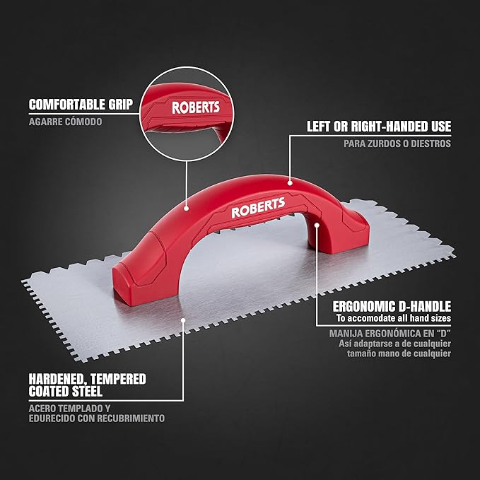 ROBERTS 4602 Dual-Notch Trowel for Installation of Engineered Wood and Solid Wood Flooring