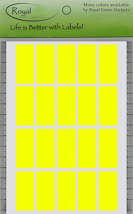 Royal Green Sticker Writable Stickers in Neon Yellow 1.57 inch x 0.75 inch (40mm x 19mm) - 2000 Pack