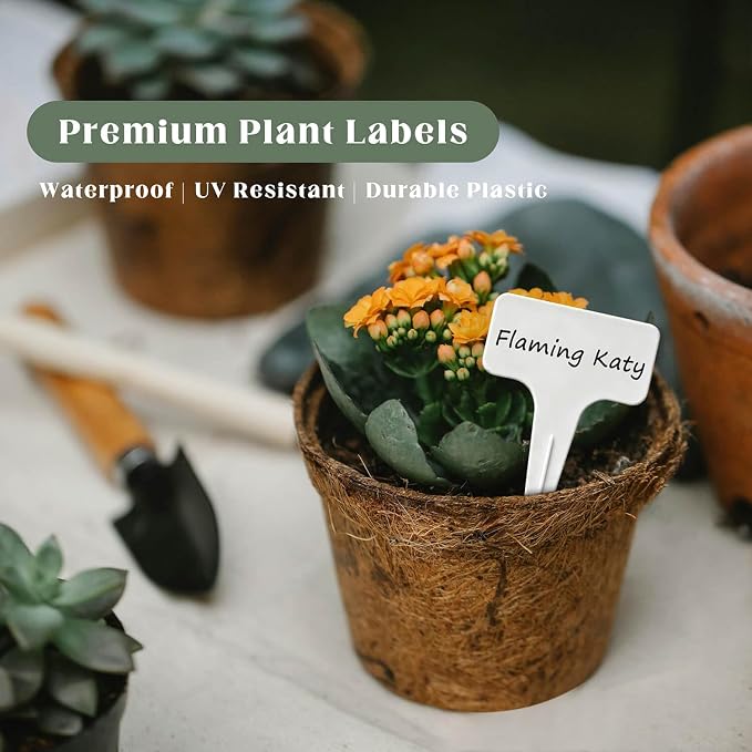 200 Pcs Thick T-Type Plant Labels, 4 Inch Waterproof PP Hard Plastic Garden Markers, Reusable Nursery Tag Stakes for Indoor Outdoor Potted Plants, Seedlings, Flowers, Vegetables & Herbs(Green)