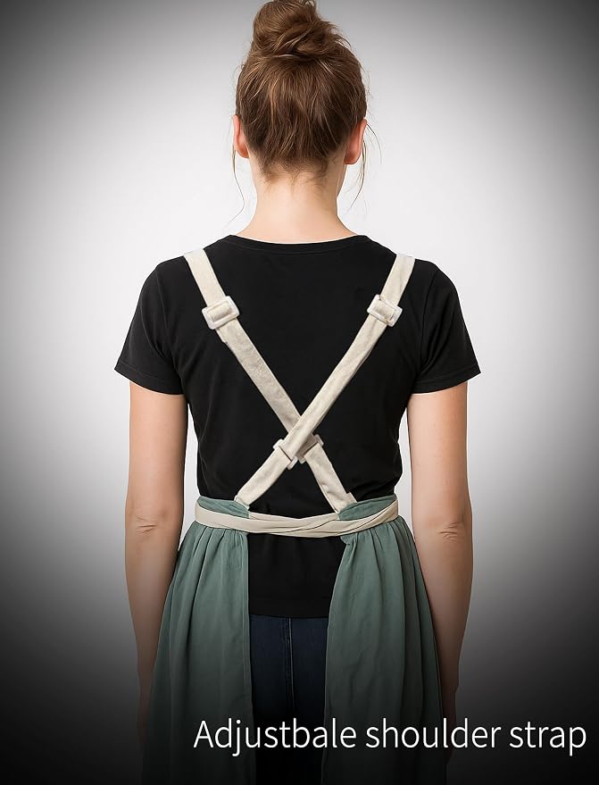 Pinknoke Vintage Pinafore Apron Dress for Women with Pockets Cute Floral Chef Aprons for Kitchen Cooking Baking Gardening