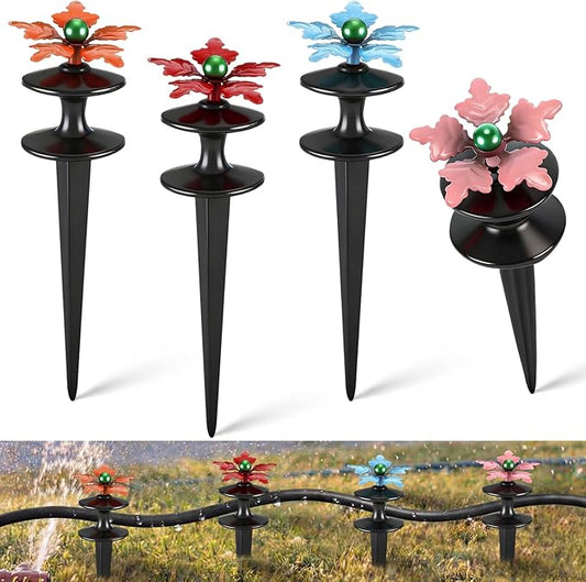Zonon 4 Packs Hose Guide Spike Decorative Flower Cast Iron 11-inch Metal Heavy Duty Garden Hose Guide Stakes Heavy Duty Black Antique Tools for Garden Lawn Yard Farm Outside Plants Protection