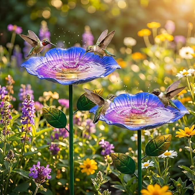 AIIONP Handmade Metal Flower Garden Stake, 2026 New Outdoor Garden Decor, Weather-Resistant Decorative Yard Art for Backyard, Artistic Metal Flower Stake for Garden Enthusiasts (2, Purple)