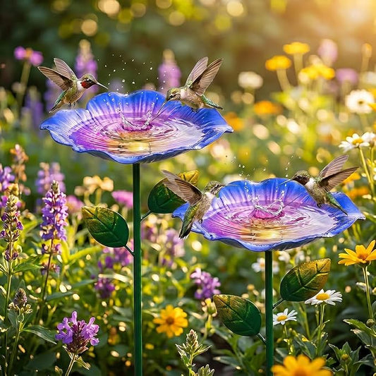 AIIONP Handmade Metal Flower Garden Stake, 2026 New Outdoor Garden Decor, Weather-Resistant Decorative Yard Art for Backyard, Artistic Metal Flower Stake for Garden Enthusiasts (2, Purple)