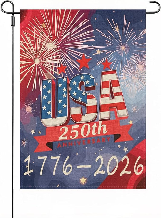250th Anniversary Garden Flag, Patriotic Garden Flag, Double-Sided Outdoor Yard Decoration for Outdoor, Front Door, Porch