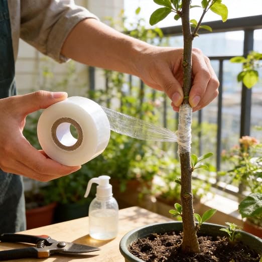 Fruit Grafting Tape, Stretchable Grafting Tape for Fruit Trees, Flexible Budding Strip Film Tape with Optional Widths for Garden Fruit Tree Repair and Floral Plant Budding Grafting