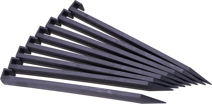 Landscape Edging Spikes, 12 Pcs 10 Inch Garden Stakes Anchoring Spikes for Paver Edging, Weed Barriers, Turf, Tent, Weed Barrier, Timber, Carpentry, Tent etc. (12, Black)