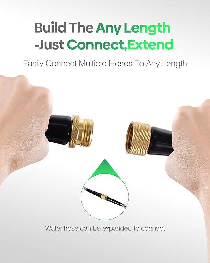 Short Metal Garden Hose 6 ft Connector, Stainless Steel Small Hose Extension Adapter for Hose Reel, Long, Flexible, Lightweight & Heavy Duty Water Pipe, No Kinking Outdoor Water Hose for Yard, 6 Feet