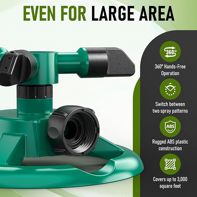 Sprinklers for Yard, Lawn & Garden Sprinkler Automatic 360 Rotating for Large Area Coverage, Grass Water Sprinkler for Water Fun-2PCS