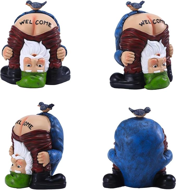 Garden Gnomes Outdoor Funny Welcome Gnomes Statue Garden Gnome Figurine for Lawn Patio Yard Decoration(Welcome)