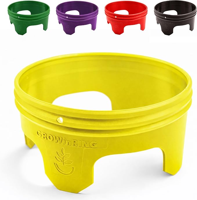 7 inch Solid Planting Grow Rings | 24 Pack Yellow | One-Piece Design for Deep Root Watering Veggies, Herbs & Flowers | Mulch & Soil Barrier | Deter Slugs and Cutworms | Heavy Duty | Made in USA