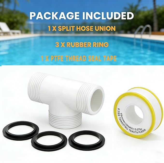 1.5" Pool Pump Hose for Intex Sand Filter Pumps & Saltwater Systems 29060E Pool Filter Hose for Intex & Coleman Above Ground Pools Parts 59" Long replacement hoses with 4 Washers, 2 Pack (5)