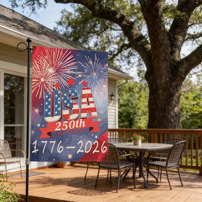 250th Anniversary Garden Flag, Patriotic Garden Flag, Double-Sided Outdoor Yard Decoration for Outdoor, Front Door, Porch