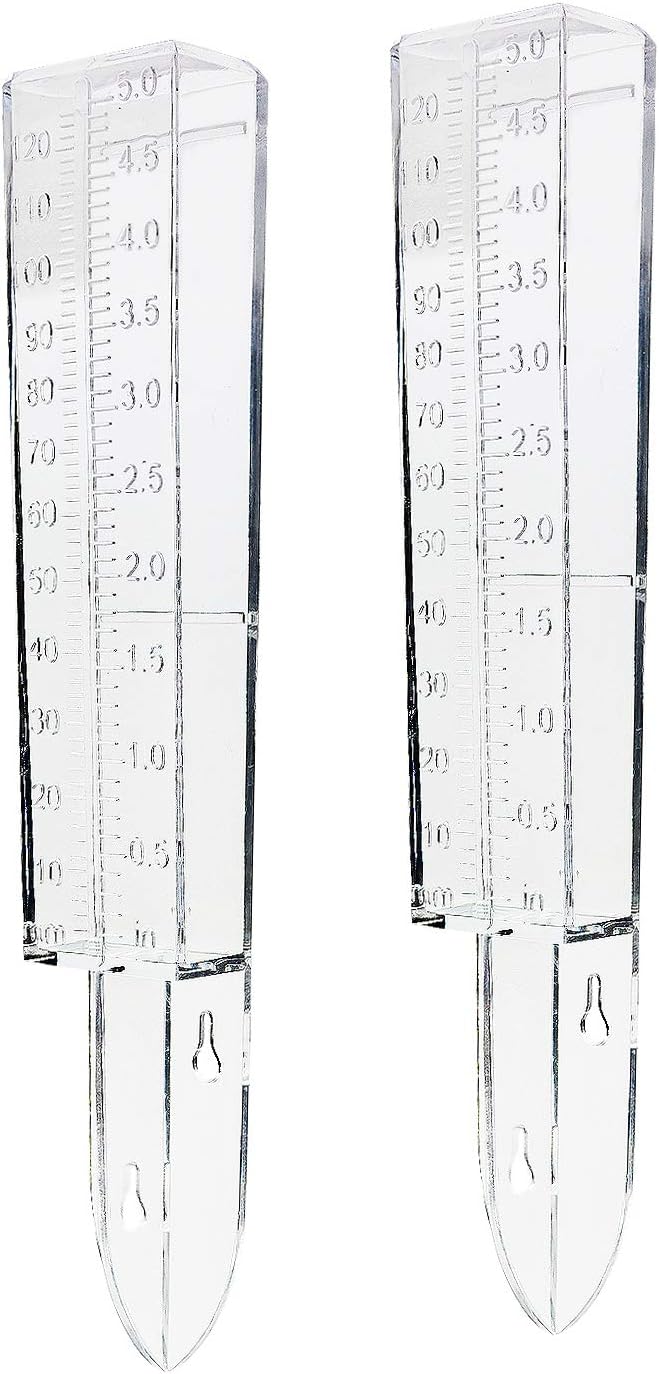 Rain Gauge 2 Pack-Plastic Home Clear Rain Water Meter for Lawn Yard Garden Outdoor Home (Pack of 2)
